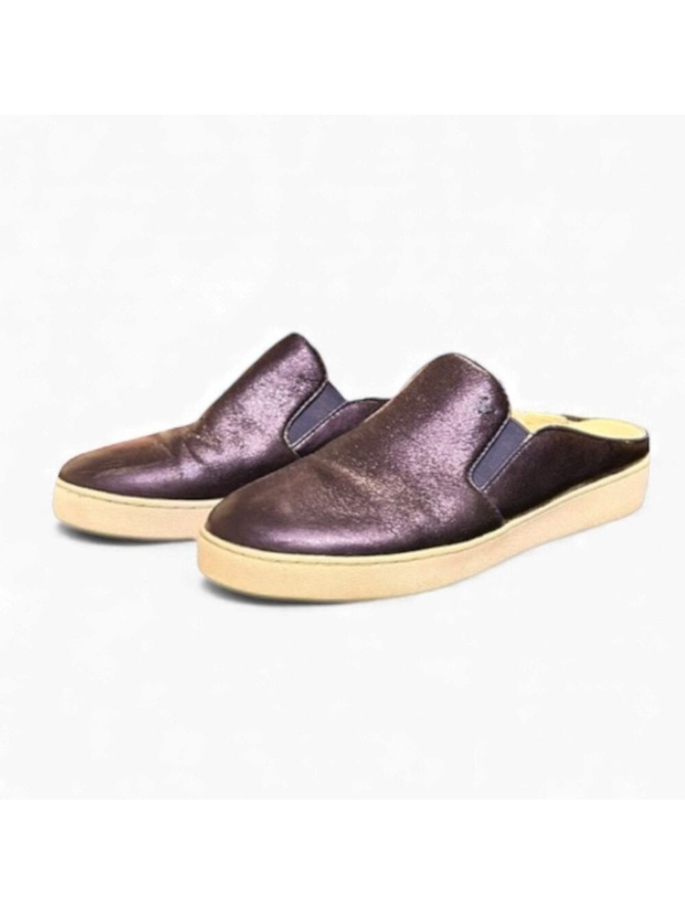 Vionic Splendid Dakota Slip On Mule Blue Metallic Leather VGC Size 7
